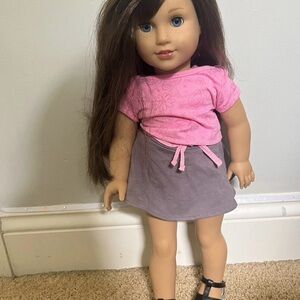 American Girl Doll with Pink Top and Gray Skirt